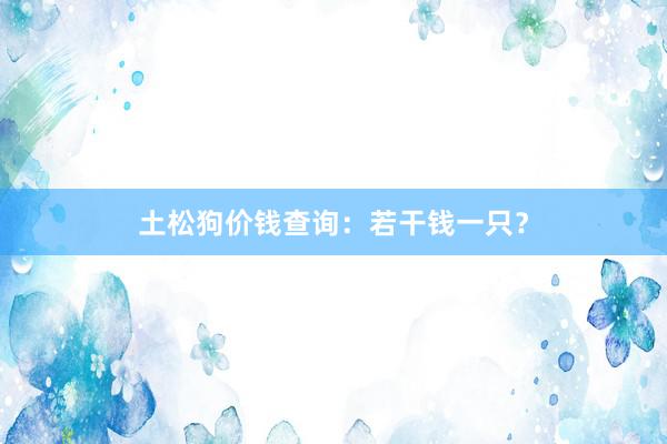 土松狗价钱查询：若干钱一只？